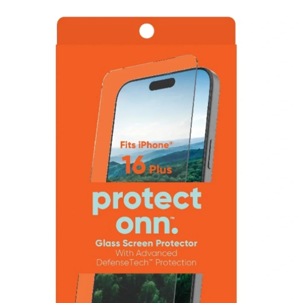 Onn Iphone 16 Plus Glass Screen Protector With Advanced DefenseTech Protection